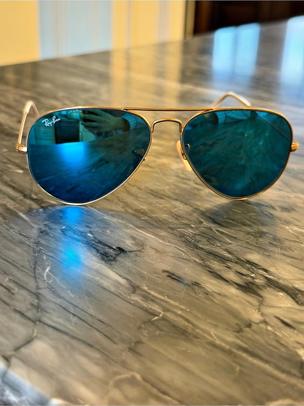 Ray-Ban Aviator Classic with Flash Lenses Sunglasses Blue & Gold